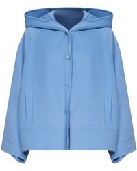 Weekend by Maxmara - Hooded Short Coat Virgin Wool Bomber Jackets - Lyst