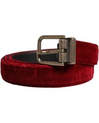Dolce & Gabbana - Velvet Cotton Metal Buckle Belt Calf - Lyst