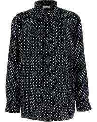 Saint Laurent - Shiny And Matte Silk Dotted Shirt For - Lyst