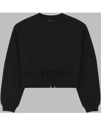 Dries Van Noten - Cropped Cotton Sweatshirt With Drawstring Waist - Lyst