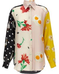 Moschino - Patchwork Silk Twill Shirt - Lyst
