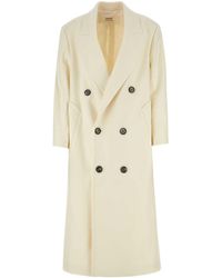 Ami Paris - Ami Ivory Wool Blend Oversize Coat - Lyst