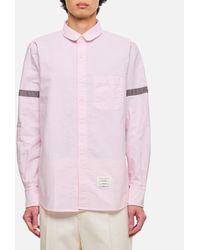 Thom Browne - Straight Fit Mini Round Collar Cotton Shirt - Lyst
