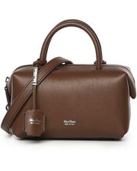 Max Mara - Leather Satchel Bag With Logo - Lyst