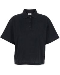 Saint Laurent - Oversize Polo Shirt With Classic Collar And Tonal Logo Embroidery On The Front - Lyst