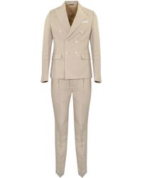 Daniele Alessandrini - Sand Double-Breasted Pinstripe Suit - Lyst