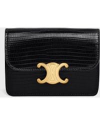 Celine - Celine Croc-Embossed Leather Card Case - Lyst