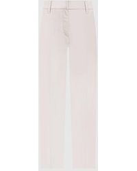 Brunello Cucinelli - Light Neutral Slim Cotton Trousers With Front Crease - Lyst