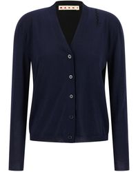 Marni - Two-Tone Wool And Silk Cardigan With Embroidered Detail - Lyst