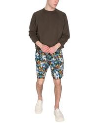 YMC - Floral Print Bermuda Shorts Cotton - Lyst
