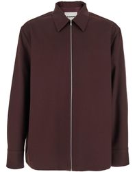Jil Sander - Bordeaux Shirt With Classic Collar And Front Zip Closure - Lyst