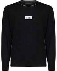MM6 by Maison Margiela - Wool Blend Knit Crewneck Sweater - Lyst