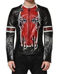 Dolce & Gabbana - Guns N Roses Full Zip Biker Jacket Leather Clothing - Lyst
