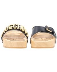 Moschino - Sandals With Logo Calf Leather - Lyst