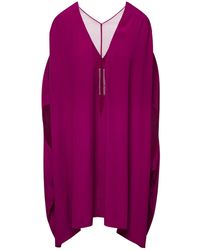 Rick Owens - Babel Fuchsia Kaftan With Plunging Neckline And Mesh Panelling - Lyst