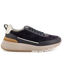 Brunello Cucinelli - Low-Top Suede Sneakers With Leather Inserts - Lyst