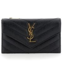 Saint Laurent - Card Holder Cassandre Crocodile-Embossed Calf Leather Accessory - Lyst