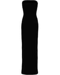 Solace London - 'bysha' Long Black Dress With Front Split In Stretch Fabric Woman - Lyst