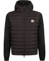 Moncler - Logo Patched Knit Paneled Puffer Jacket - Lyst