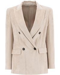 Brunello Cucinelli - Deconstructed Double-breasted Blazer In Corduroy - Lyst