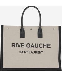 Saint Laurent - Canvas Bag With Leather Trim - Lyst
