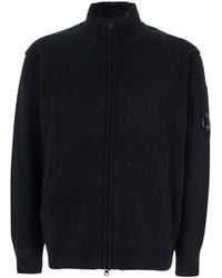C.P. Company - Jacket With High Neck And Logo Plaque On The Sleeve - Lyst