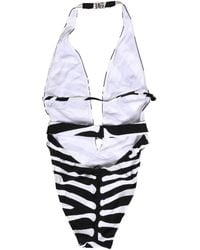 Dolce & Gabbana - Zebra Deep V-Neck One Piece Swimwear And Elastane Nylon Clothing - Lyst