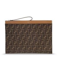 Fendi - Ff Jacquard Fabric Flat Pouch Large - Lyst