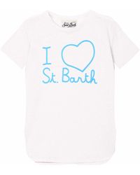 Mc2 Saint Barth - Linen T-shirt With Love St. Barth Embroidery - Lyst