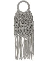 Twentyfourhaitch - Handbag Maronti With Crystal Fringes And Knit Effect - Lyst