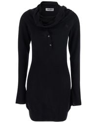 The Attico - Mini Dress With Cowl Neck And Flared Sleeves - Lyst