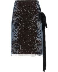 Ferragamo - Ferragamo Animal Print Silk Skirt - Lyst