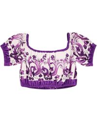 Dolce & Gabbana - Cotton Top With Maiolica Print - Lyst