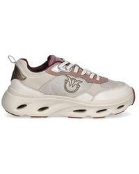 Pinko - Pinko Leather And Mesh Chunky Sole Sneakers — Cream - Lyst
