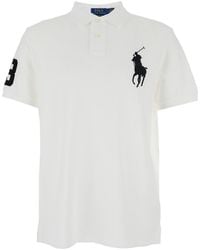 Polo Ralph Lauren - "Custom Slim Fit" Polo Shirt With Pony Maxi Embroidery On The Front And Numeric Detail On The Sleeve - Lyst