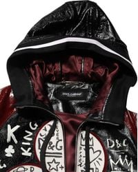 Dolce & Gabbana - Hooded Leather Dg King Biker Jacket Calfskin Lambskin Clothing - Lyst