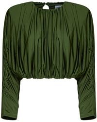 Self-Portrait - Gathered Cropped Top - Lyst