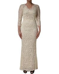 Dolce & Gabbana - Floral Lace Sheath Maxi Dress Cotton Nylon - Lyst