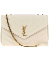 Saint Laurent - Loulou Large Cream Leather Bag - Lyst