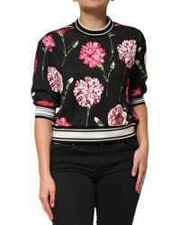 Dolce & Gabbana - Floral Print Cotton Short Sleeves Top - Lyst