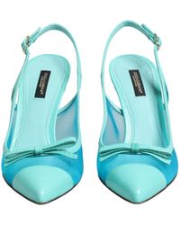 Dolce & Gabbana - Leather Mesh Heels Slingback Shoes Light Pa+40Lf - Lyst