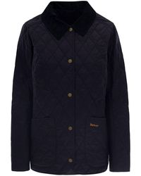 Barbour - Navy E Quilted Jacket With Contrast Collar In Polyamide Woman - Lyst