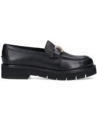 Ferragamo - Leather Moccasins With-Tone Logo Buckle - Lyst