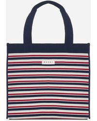 Marni - Striped Canvas Medium Shopping Bag - Lyst