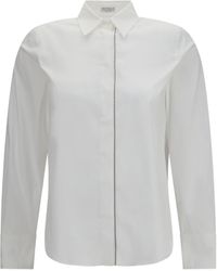 Brunello Cucinelli - Stretch Cotton Poplin Shirt - Lyst