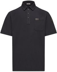 Moncler - Moncler Leather Logo Tag Cotton Polo Shirt - Lyst