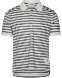 Thom Browne - White Linen Blend Polo Shirt - Lyst