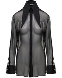 Balmain - Shirt With Oversized Pointed Collar - Lyst