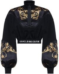 Versace Jeans Couture Sweatshirt With Print Satin Inserts - Black