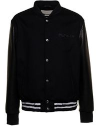 Alexander McQueen - Man's Bomber Wool And Leather Jacket - Lyst